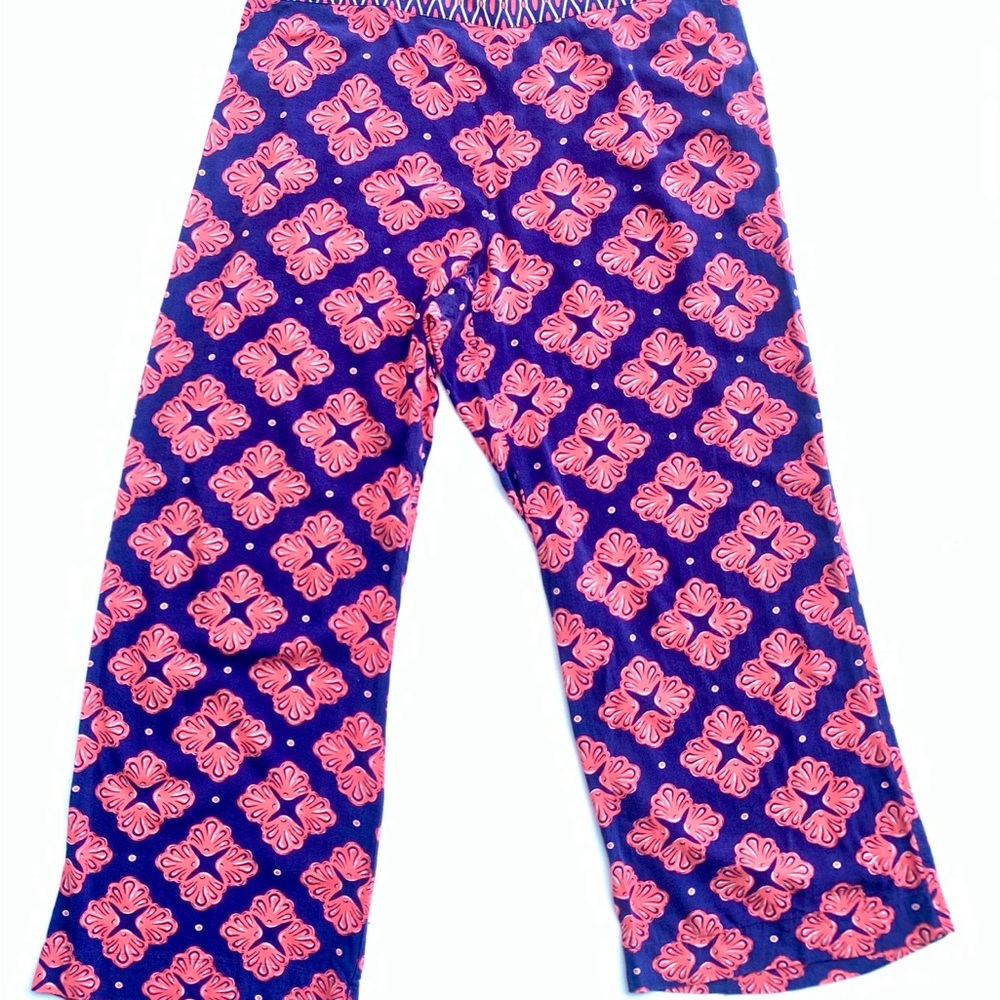 Vineyard Vines Women’s Navy & Coral Patio Pants Wide Leg Boho Shells sz L